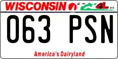 WI license plate 063PSN