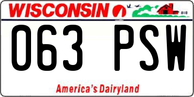 WI license plate 063PSW