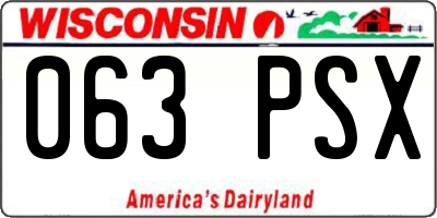 WI license plate 063PSX