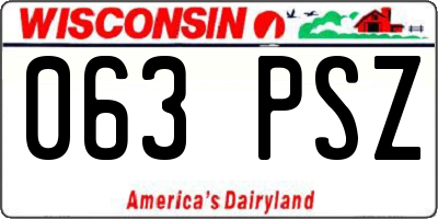 WI license plate 063PSZ