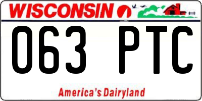 WI license plate 063PTC