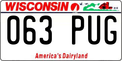 WI license plate 063PUG