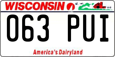 WI license plate 063PUI