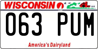 WI license plate 063PUM