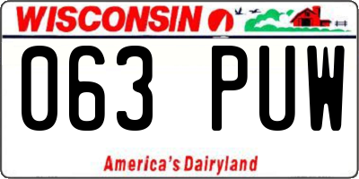WI license plate 063PUW