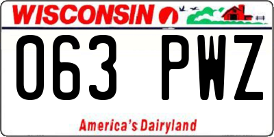 WI license plate 063PWZ