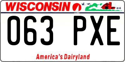 WI license plate 063PXE