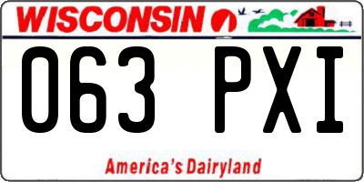 WI license plate 063PXI
