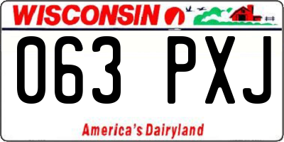 WI license plate 063PXJ
