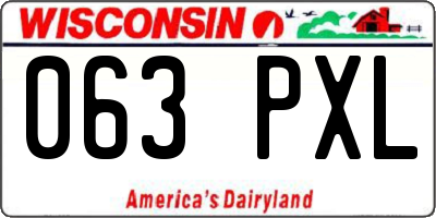 WI license plate 063PXL