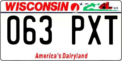 WI license plate 063PXT