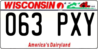 WI license plate 063PXY