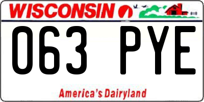 WI license plate 063PYE