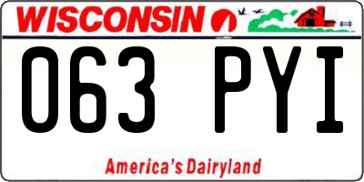WI license plate 063PYI