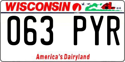 WI license plate 063PYR