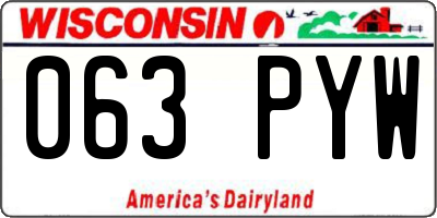 WI license plate 063PYW
