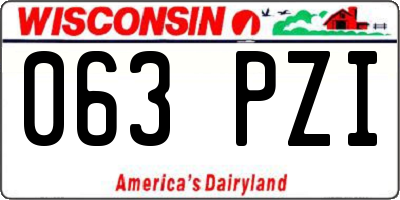 WI license plate 063PZI