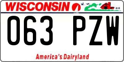 WI license plate 063PZW
