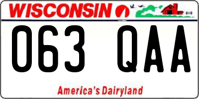 WI license plate 063QAA