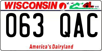 WI license plate 063QAC