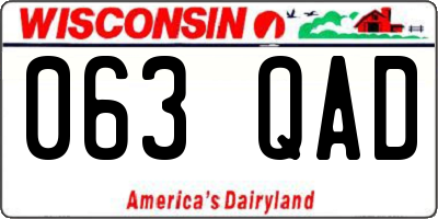WI license plate 063QAD