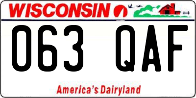 WI license plate 063QAF
