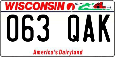 WI license plate 063QAK