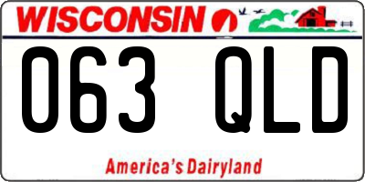 WI license plate 063QLD