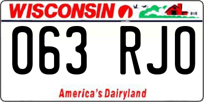 WI license plate 063RJO