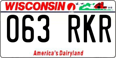 WI license plate 063RKR