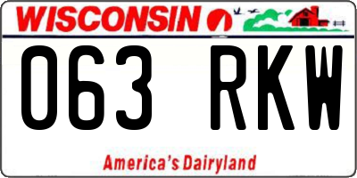 WI license plate 063RKW