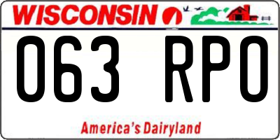 WI license plate 063RPO
