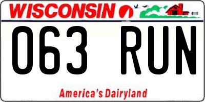 WI license plate 063RUN