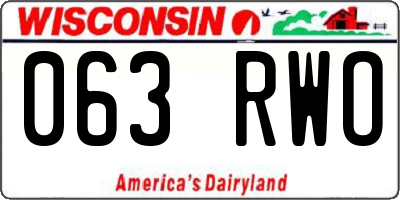 WI license plate 063RWO