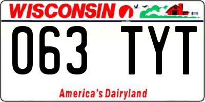 WI license plate 063TYT