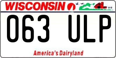 WI license plate 063ULP