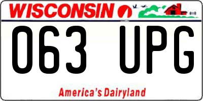 WI license plate 063UPG