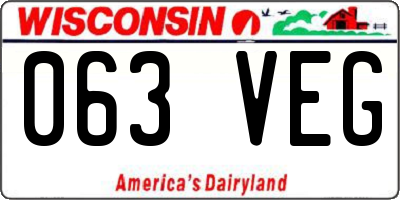 WI license plate 063VEG