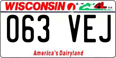 WI license plate 063VEJ