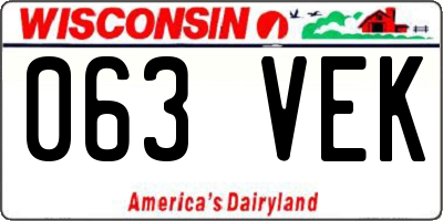 WI license plate 063VEK