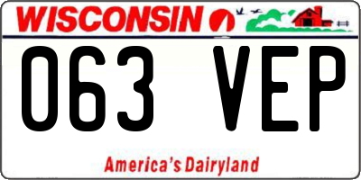 WI license plate 063VEP