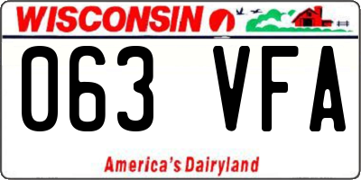 WI license plate 063VFA