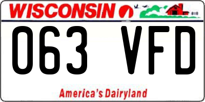 WI license plate 063VFD