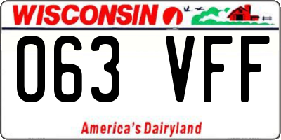 WI license plate 063VFF