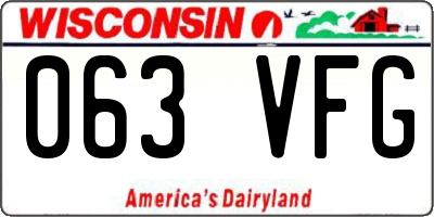 WI license plate 063VFG