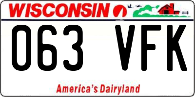 WI license plate 063VFK
