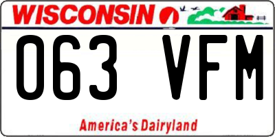 WI license plate 063VFM