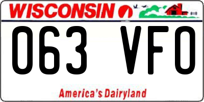 WI license plate 063VFO