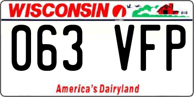 WI license plate 063VFP