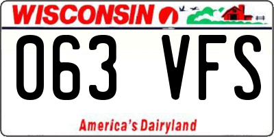 WI license plate 063VFS